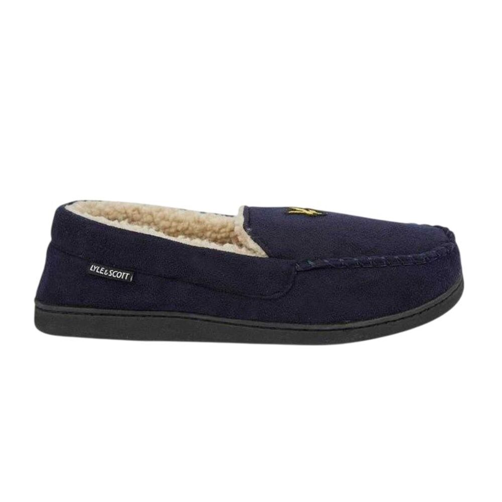 Lyle & Scott Mens Aspen Faux Suede Moccasin Slippers / Navy